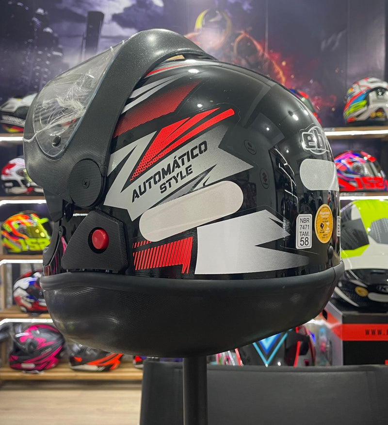 Capacete EBF Automático Bolt, Preto e prata