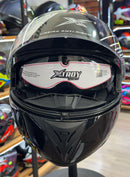 Capacete X troy com óculos interno Preto Brilho