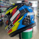 Capacete Texx Strike Azul Verm Amarelo e Preto
