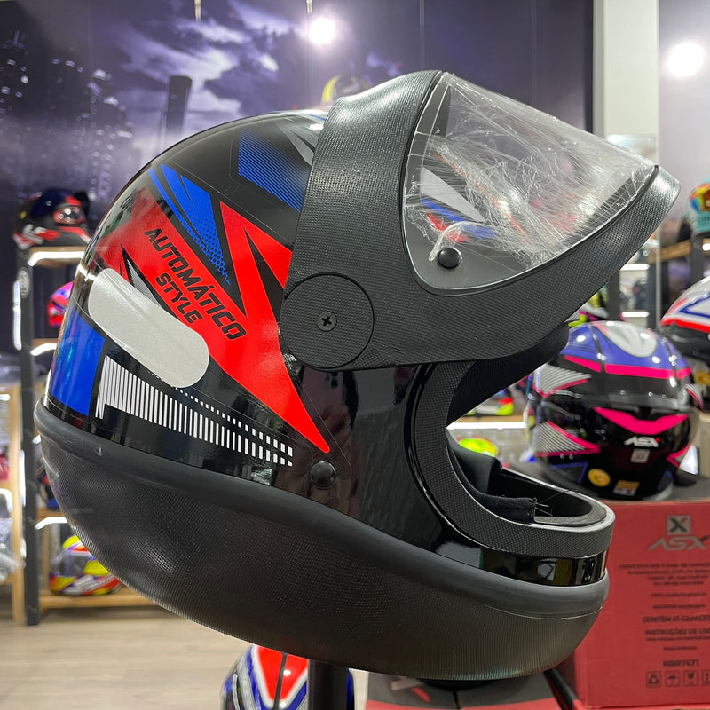 Capacete EBF Automático Bolt, Preto e Azul