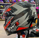 CAPACETE FW3 GTX FOX GRAFITE COM VERMELHO