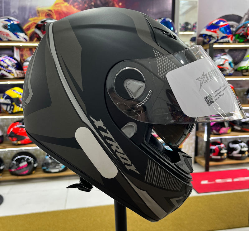 Capacete X troy com óculos interno Preto e prata