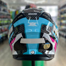 Capacete Texx Strike azul Rosa Branco Preto
