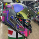 Capacete ASX EAGLE SV LINES CINZA FOSC ROSA/LILAS