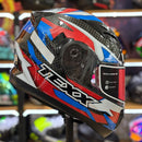 CAPACETE TEXX STRIKE RIDE AZUL VERM BRANCO PRETO