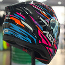 Capacete ASX CITY ARROW PRETO BRILHO LARANJA E ROSA