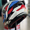 Capacete TEXX HUNTER ARK PRETO VERM AZUL E BRANCO BRILHO