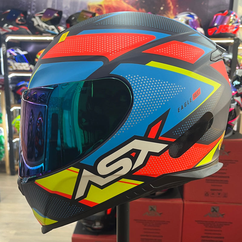 Capacete Sportivo ASX Eagle Fast Azul, vermelho e azul