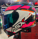 Capacete Sportivo ASX Eagle Fast Preto, Rosa e Branco