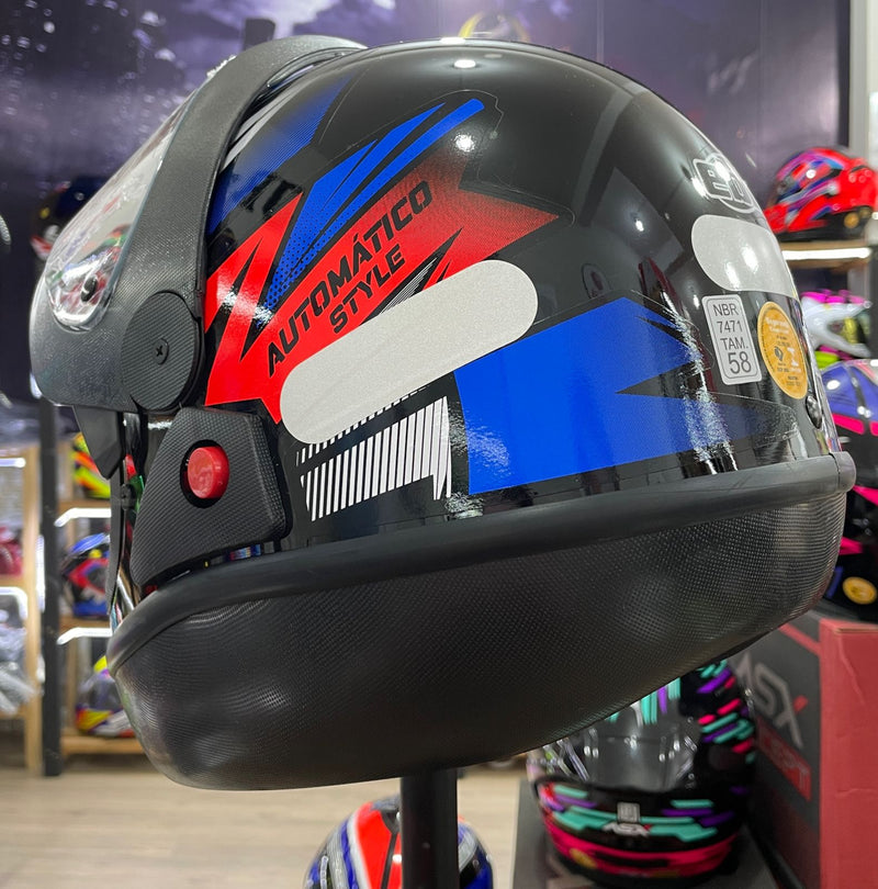 Capacete EBF Automático Bolt, Preto e Azul