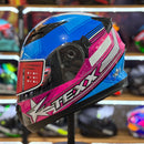 CAPACETE TEXX STRIKE SUPERSTAR AZUL ROSA BRANCO