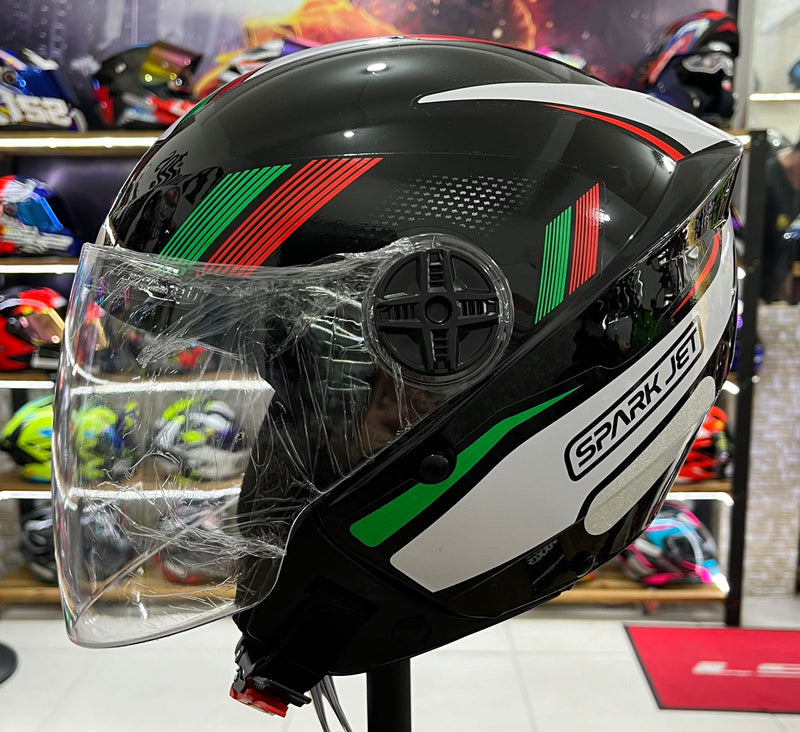 Capacete aberto Spark jet, Preto e branco