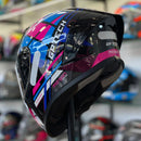 Capacete Gp Tech Sense Motion Preto Azul Rosa