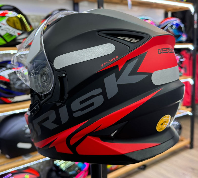Capacete FF302 MANTY MATTE BLK/RED Com Óculos Interno
