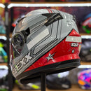 CAPACETE TEXX STRIKE SUPERSTAR CINZA VERM BRANC