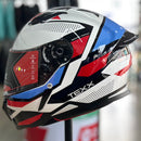 Capacete TEXX HUNTER ARK PRETO VERM AZUL E BRANCO BRILHO