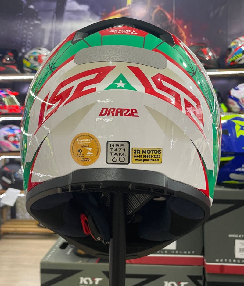 Capacete LS2 FF358 Draze Branco, verde e vermelho