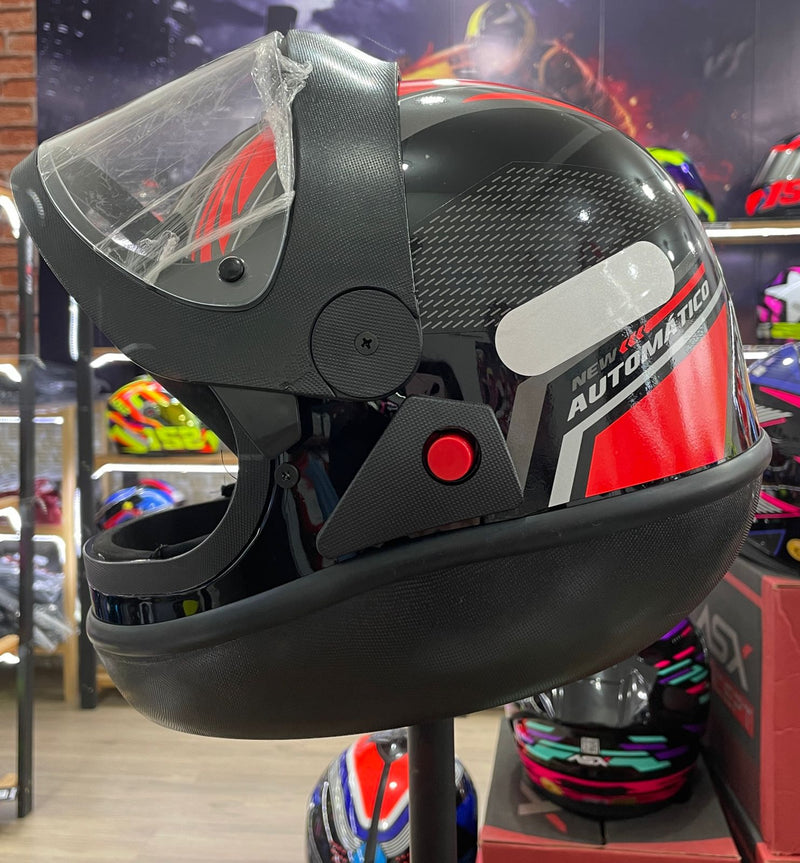 Capacete EBF Automático Bolt, Preto e vermelho