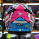 CAPACETE TEXX STRIKE SUPERSTAR AZUL ROSA BRANCO