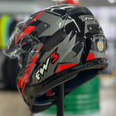 CAPACETE FW3 GTX FOX GRAFITE COM VERMELHO