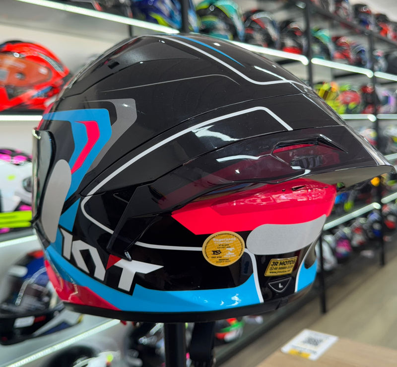 Capacete KYT TT COURSE Overtech Black, Pink + VISEIRA COLORIDA E AEROFOLIO