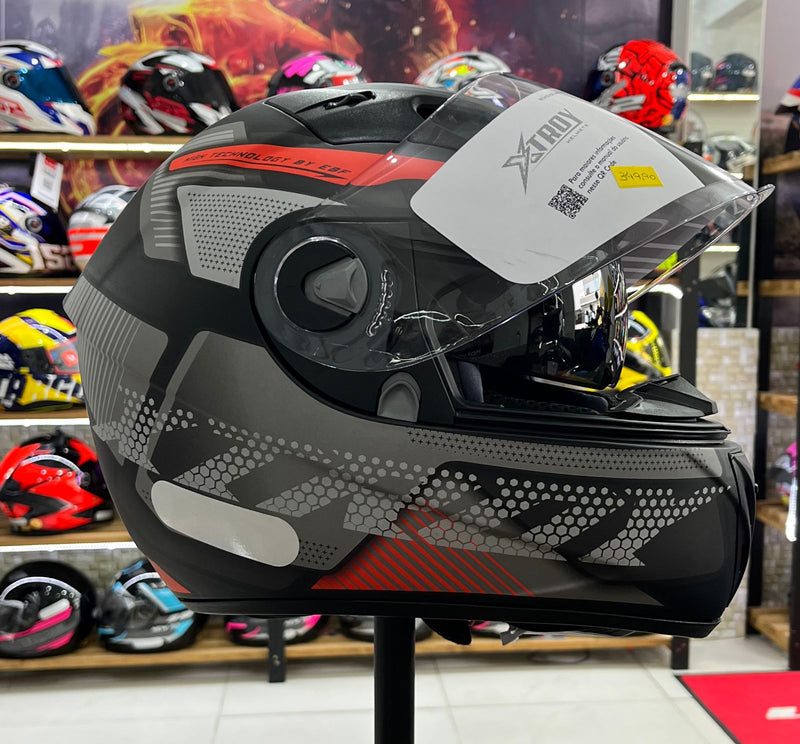 Capacete X troy com óculos interno Vermelho