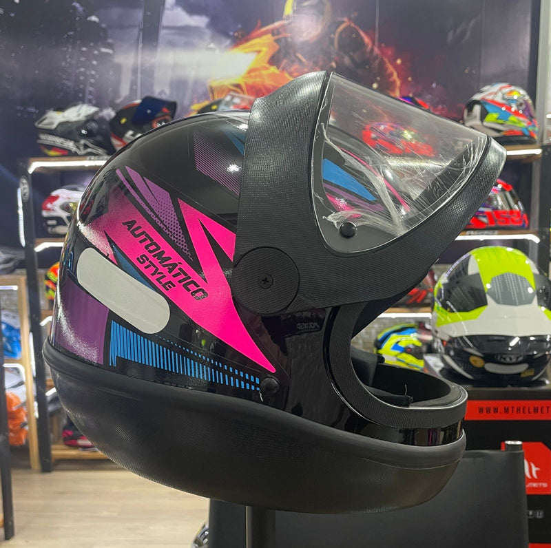 Capacete EBF Automático Bolt, Preto Rosa