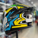 CAPACETE TEXX RAPTOR GENESIS AZUL AMARELO BRANCO