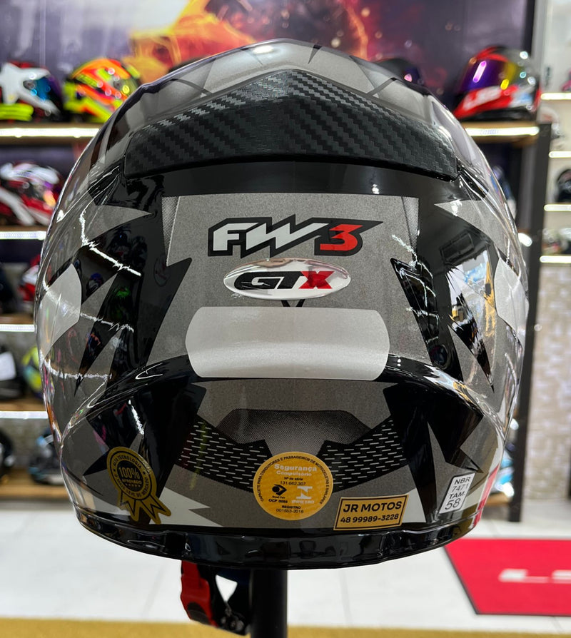 Capacete FW3 GTX FOX Grafite, com óculos interno