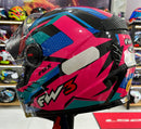 Capacete FW3 GTX FOX Rosa, com óculos interno