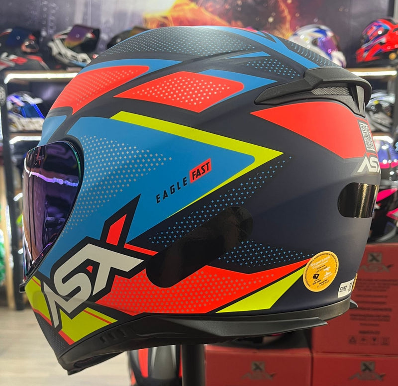 Capacete Sportivo ASX Eagle Fast Azul, vermelho e azul