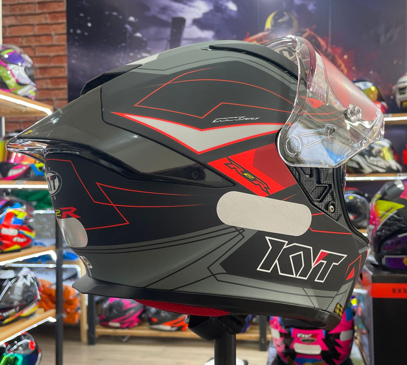 Capacete KYT R2R Led Matt Black Grey com óculos interno