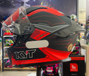 Capacete KYT R2R Led Matt Black Red com óculos interno