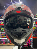 Capacete KYT R2R Led Matt Black Red com óculos interno