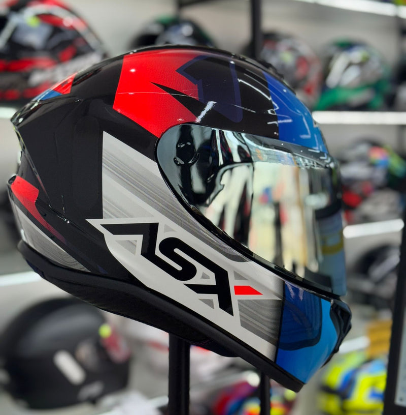 Capacete ASX Draken Striker Preto/Azul/Verm.