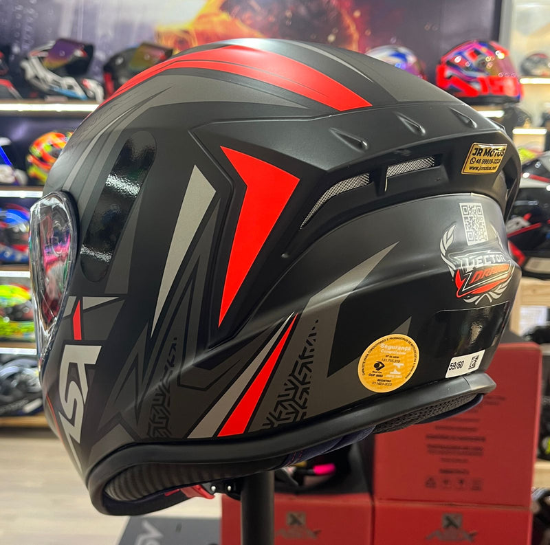 Capacete Sportivo ASX Draken Vector Fosco Vermelho, preto e cinza