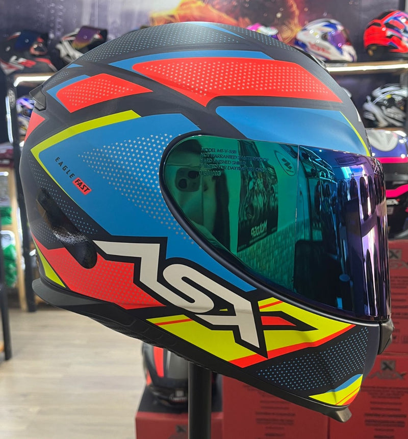 Capacete Sportivo ASX Eagle Fast Azul, vermelho e azul