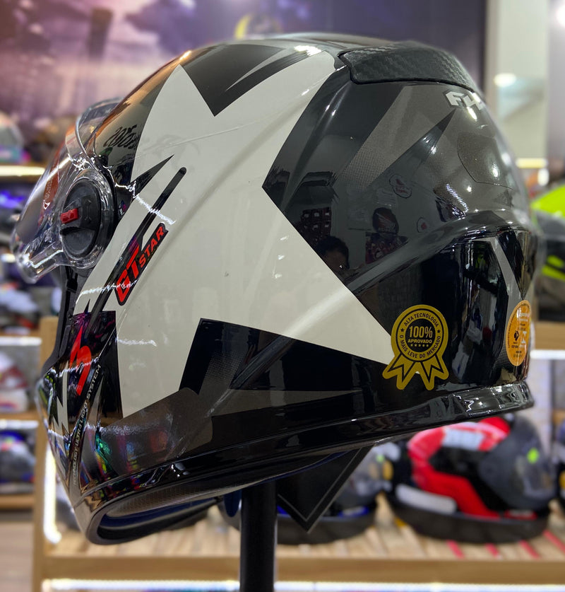 Capacete FW3 GTX STAR PRETO GRAFITE COM PRATA