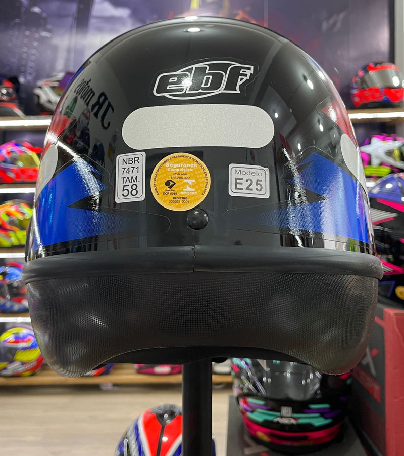 Capacete EBF Automático Bolt, Preto e Azul