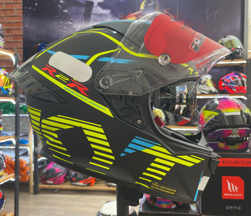Capacete KYT R2R Concept Matt Black Yellow - óculos interno