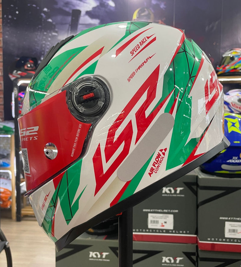 Capacete LS2 FF358 Draze Branco, verde e vermelho