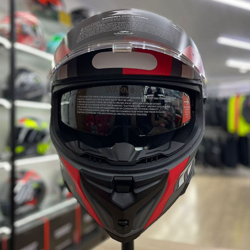 Capacete Texx KAIMAN TRACK VERM. PRETO CINZA FOSCO