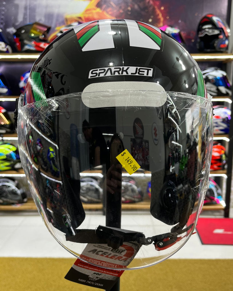 Capacete aberto Spark jet, Preto e branco