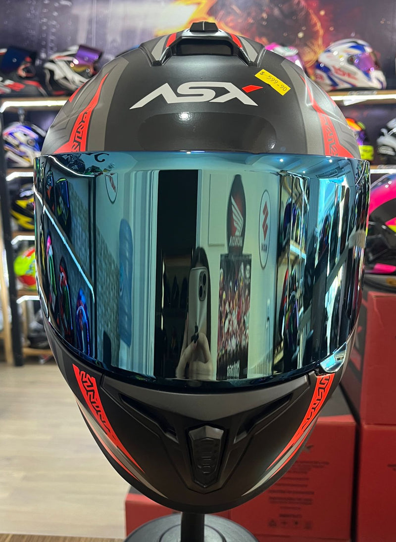 Capacete Sportivo ASX Draken Vector Fosco Vermelho, preto e cinza