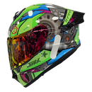 Capacete TEXX SPIHE GEAR VERDE AZUL  + VISEIRA COLORIDA E AEROFOLIO DE BRINDE