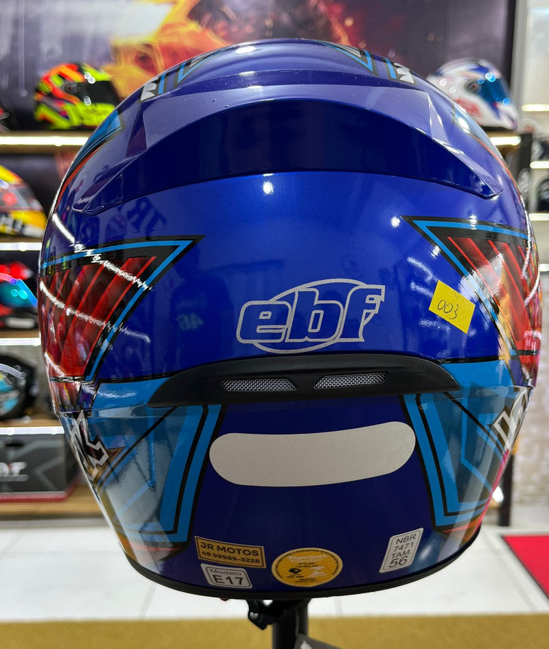 Capacete EBF Spark Indian Azul, vermelho e branco