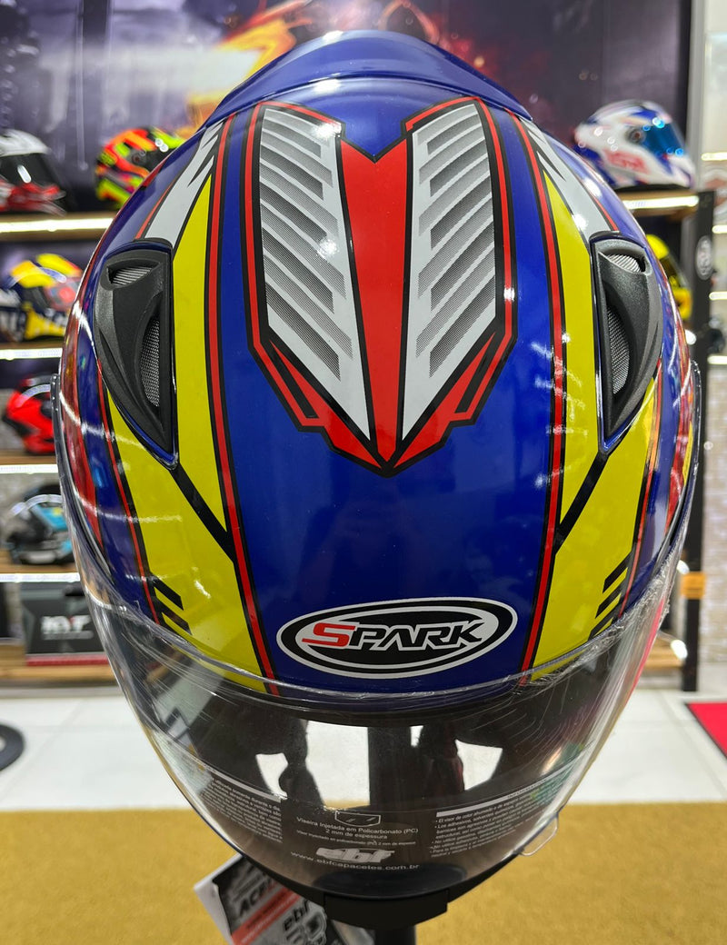 Capacete EBF Spark Indian Azul, vermelho e amarelo