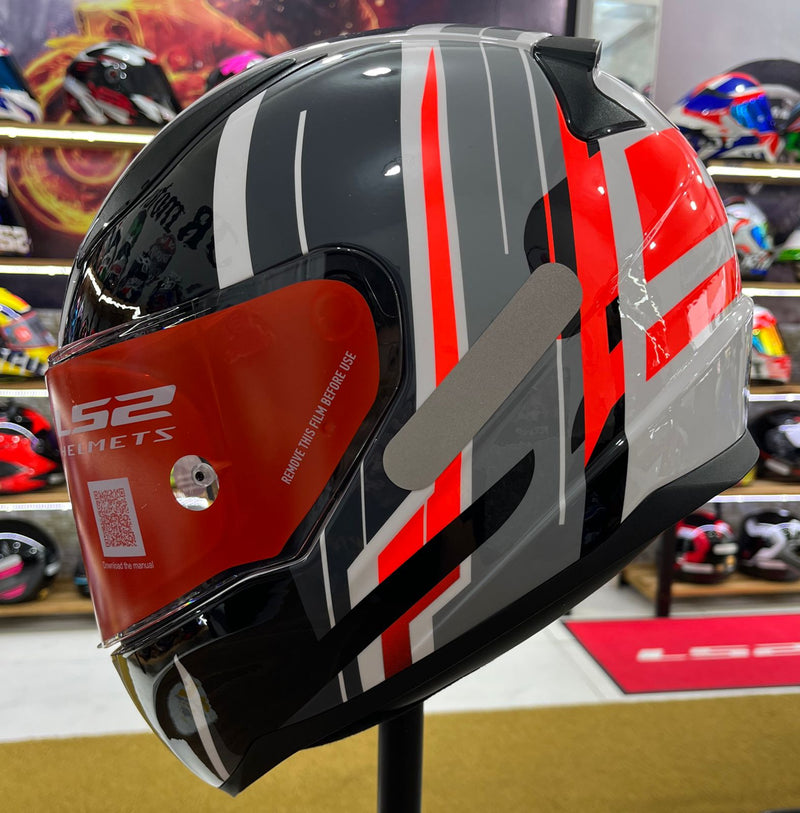 Capacete LS2 FF353 Flag Preto, vermelho e branco