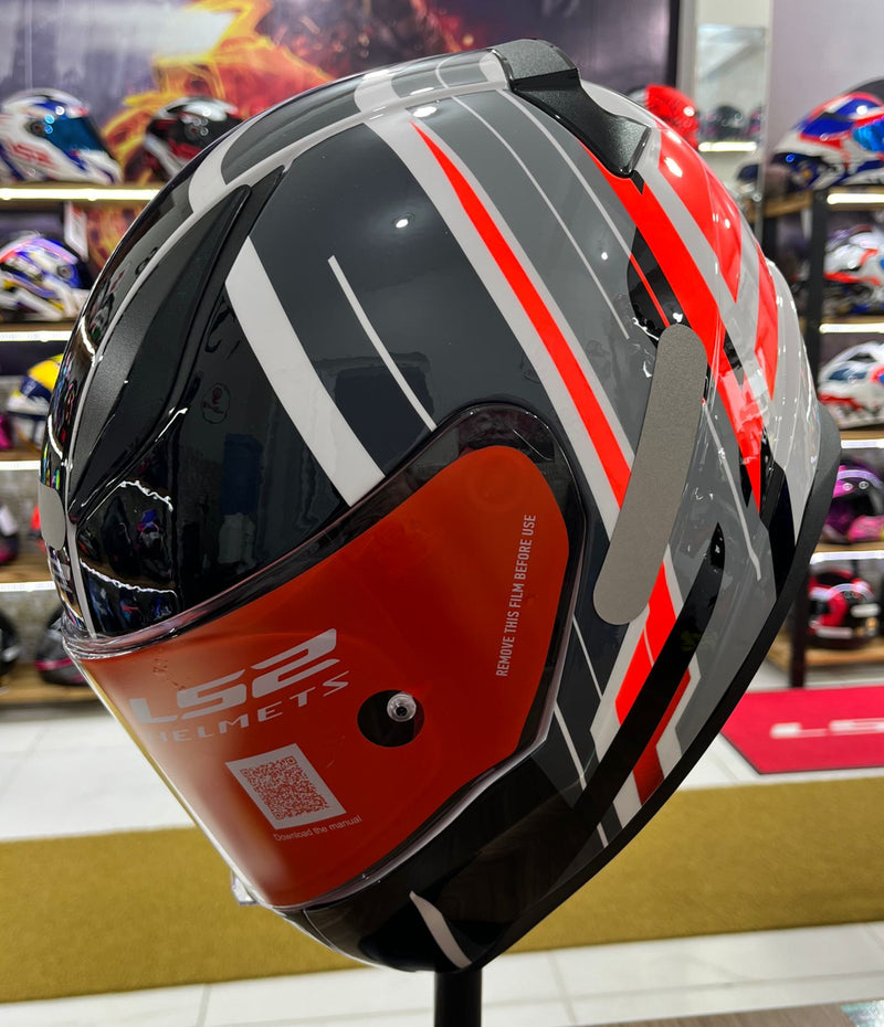 Capacete LS2 FF353 Flag Preto, vermelho e branco