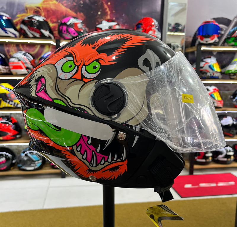 Capacete aberto New Liberty Three Coyote Preto Brilho